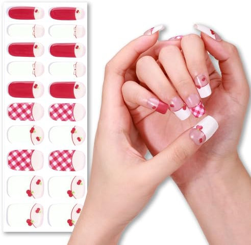Nail Stickers for Nail Art - Soft Self-Adhesive Gel Nail Wraps (Cherry)