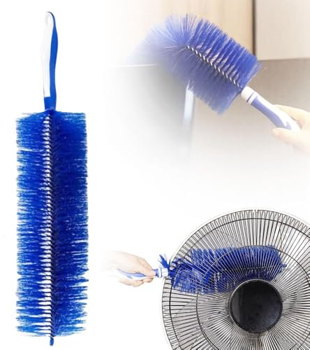 EHOTER Flexible Fan Dusting Brush 2024 Non-Disassembly Fan Cleaning Brush Bendable Fan Cleaner Dust Brush Cobweb Corner Brush Microfiber Duster for Sewer Screen Window Blinds Gaps (Blue)