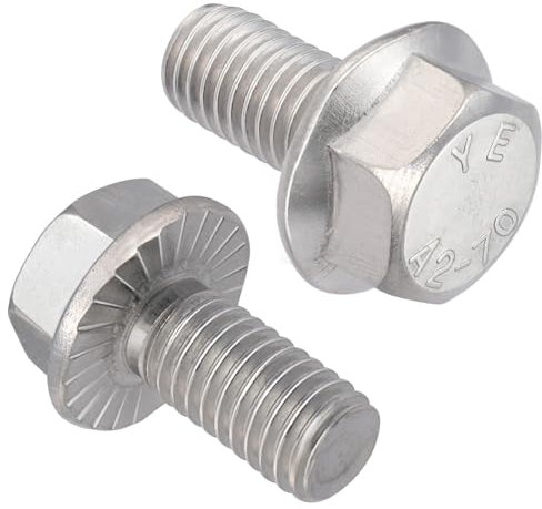 VGBUY Tornillos de cabeza hexagonal M8-1,25 x 20 mm, acero inoxidable 304 18-8, totalmente roscado, tornillos hexagonales de brida externa plateados, bomba, reparación de coche, proyecto de bricolaje