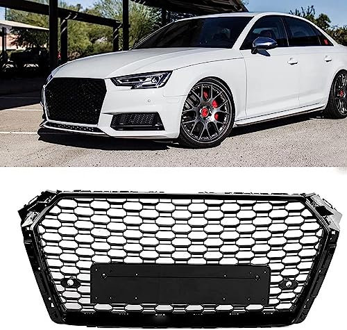IONZS Auto Front Kühlergrill für Audi A4 S4 B9 2017 2018 2019,Mesh-Grill für die Stoßstange,Vorne Kapuze Kühlergrill,Mittelnetz Grilles