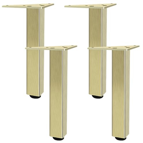 YJRZYQKXKL Pieds de Table Réglable, Lot de 4 Carré Pieds de Meuble Doré Alliage de Aluminium | Finition en Anodisé Pattes de Meuble Hauteur: 6-40cm Cabinet Jambes Pieds de Table Basse-25cm/9.8