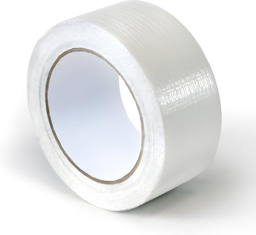 Abacus Range Duct Tape White - 48mm x 45m - Strong Gaffer Tape Heavy Duty Cloth Tape, Super Sticky Adhesive Waterproof Multipurpose