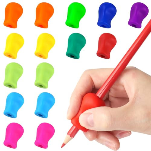 Tumurup 15 Stück Stifthalter Kinder Hilfe, Schreibhilfe für Stift Kinder Schreibhilfe Stifthaltung Griffhilfe Stift Kind Hilfe Ergonomische Stifte Kind Rechtshänder oder Linkshänder Stifte