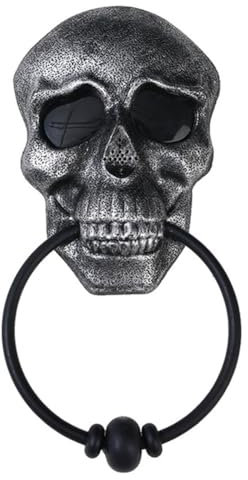 Swiixxer Halloween-Türklingel mit Totenkopf, Spuk-Türklingel mit Sound, Leuchtendem Augapfel, Gruselige Halloween-Requisiten für die Haustür B
