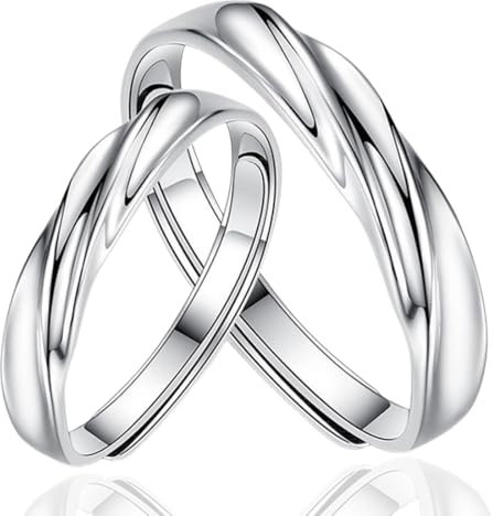 OQKAHIV 2 pcs Ring Edelstahl Wickelring Damen Fingerring, Frauen Verstellbare Ring Ewigkeit Verdrehtes Seil Ring Eheringe Verlobungsring Damen Trauringe Fingerring Engagement Promise Schmuck