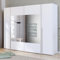Forte NARAGO Kleiderschrank 270, 4-türiger Dreh-/Schwebetürenschrank mit Spiegel, Einlegeböden und Kleiderstange, Holzwerkstoff, Weiß, 270,3 cm breit, 210,5 cm hoch, 61,2 cm tief