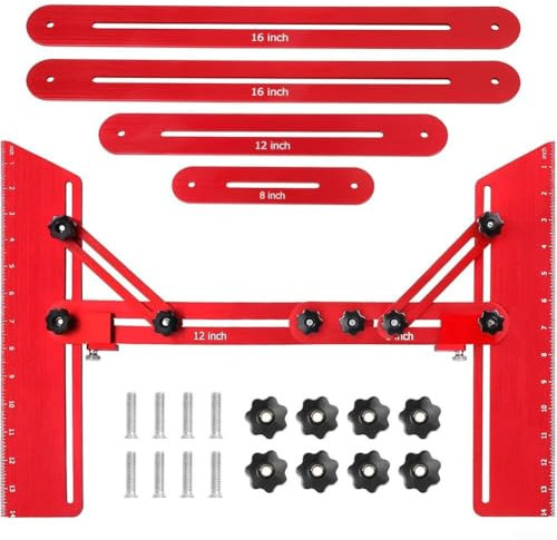 Sileduove Verstellbare Treppenstufen-Schablone, 29,2 cm bis 152,4 cm, Aluminiumlegierung, Präzisionsmesslehre, verstellbare Länge, vielseitig einsetzbar (rot)