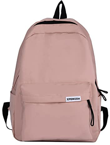 Generisch Asilo Zaini Ragazzi Uomini e Donne Adulti Tinta unita Nylon Cerniera Semplice Zaino Studente di Grande Capacità Zaini Con Scatole, rosa intenso, taglia unica