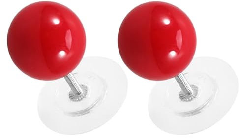 HOMSFOU 2 Stück Schrank Türgriffe Knöpfe Schubladengriffe Knopf Drinnen Zieht Türknauf Türschnalle Handhaben Kabinettstürgriffe Türgriffe Aus Gebürstetem Nickel Gebogen Kommode Rot Plastik