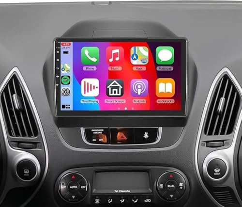2+64G Android 14 Autoradio für Hyundai IX35 2009-2015 GPS Navi mit Wireless Carplay Android Auto, 10 Zoll Car Radio for Hyundai IX35 Doppel Din Radio Bluetooth WiFi FM SWC AHD Rückfahrkamera RDS/DAB