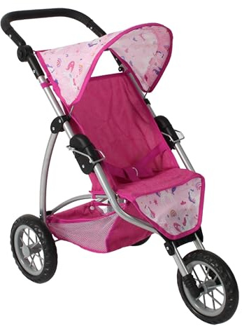 Bayer Chic 2000 - Passeggino per bambole Leon, passeggino da jogging, per bambini dai 4 agli 8 anni, unicorno, rosa