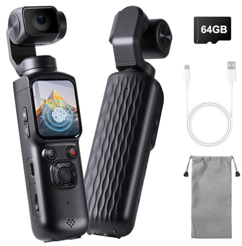SOPPY 4K Vlogging Camera, 330° Auto Tracking, 1.72 Touchscreen, Black | 64GB TF Card Included, 2400mAh Battery, WiFi App Control, EIS, Face Tracking, Travel and Outdoor Vlogging