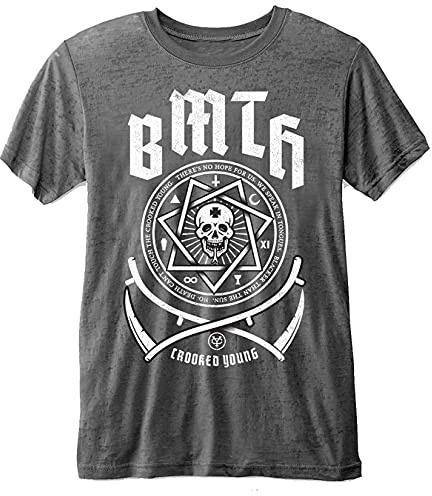 Bring Me The Horizon T Shirt Crooked Young Logo Official Charcoal Grey Burnout