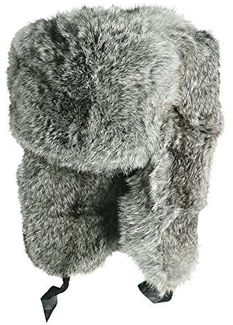 Russische Fellmütze Kaninchenfell Wolle.Schapka Uschanka.Farbe Grau - Size L.