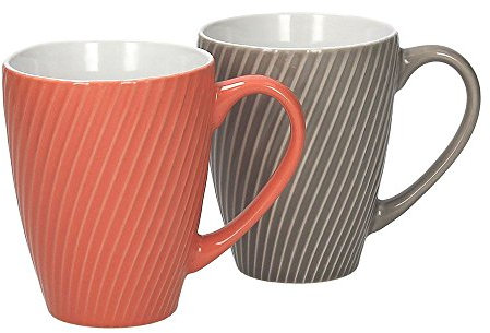 Tognana 2er Set Becher/Kaffeebecher/Kaffeetasse/Mug Twist Concerto, orange und grau, 380 ml. Volumen