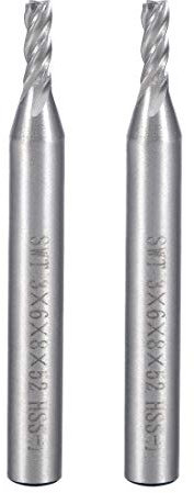 Sourcingmap 2PCS 6mm Shank 3mm x 8mm Straight Flat Nose End Mill Cutter CNC Router Bits 4 Flute