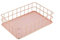 Regun Kleine Drahtkorb, Roségold Metall Aufbewahrungskorb, Desktop Aufbewahrungshalter für Büro, Schlafzimmer, Make-up Desk Organizer, 24.3*16.4*6.5cm(Größe: D)