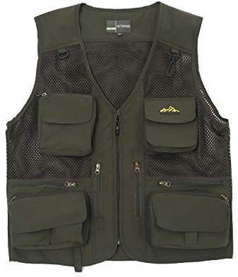 Ziker Herren Mesh Atmungsaktiv Durchbrochen Camouflage Journalist Fotografie Angeln Weste Jacke Mantel