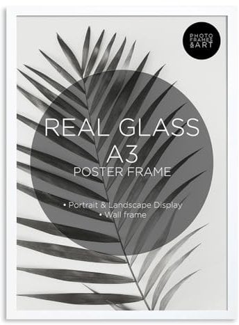 pf+a REAL GLASS Picture Frame For A3 Poster - Oxford White A3 (29.7x42cm) Frame