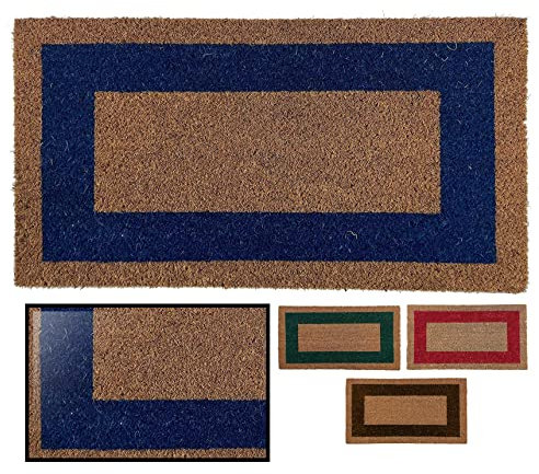 LucaHome - Felpudo Entrada casa - Felpudo Fibra de Coco Natural Antideslizante - Original y Elegante - Exterior e Interior - Resistente para hogar, Oficina, terraza y jardín (Azul, 33 x 60 cm)
