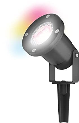 4lite Outdoor Spike Light (Black) IP65 Rated Garden Single Spot Light Supplied with a 2700k - 6500k Smart GU10 Bulb - 4L2/2010-4Yr Guarantee