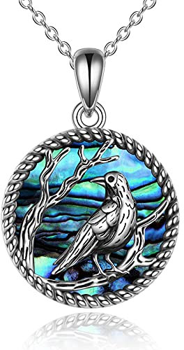 YAFEINI Raben Kette Silber 925 Krähe Anhänger Halskette Gothic Schmuck Geschenke Rabe Geschenke Damen