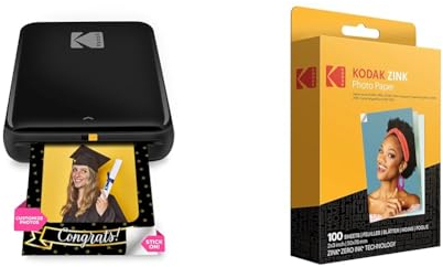 KODAK Step Drucker Drahtloser mobiler Fotodrucker & 2 x3 Premium Zink Fotopapier (100 Blatt) Kompatibel PRINTOMATIC Smile- und Step-Kameras und -Druckern