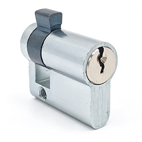 geba DIN18252 Demi-cylindre profilé en aluminium pour interrupteur à clé geba avec noyau en laiton, position du nez de fermeture 0°, non réglable, longueur du cylindre : 40 mm, avec 3 clés