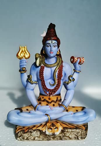FABZONE Marble Dust Lord Shiva Statue Bhole Nath Statue, Multicolor, 8 Inches, 1 Piece