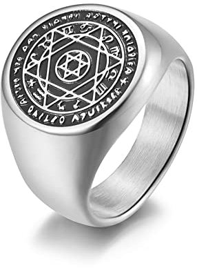 Stfery Ring, Titan Ring Poliert Edelstahl 60 Silber Hexagramm Europäischer Stil Ringe Zubehör für Frauen Männer Paare