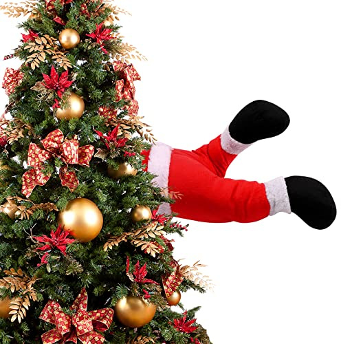 Gukasxi Weihnachten Plüschbeine Dekor 38CM Weihnachten Plüschbeine Ornament Weihnachten Gefüllte Beine Deko, Plüschbeine für Weihnachtsdekorationen, Gefüllte Beine für Weihnachtsbaum