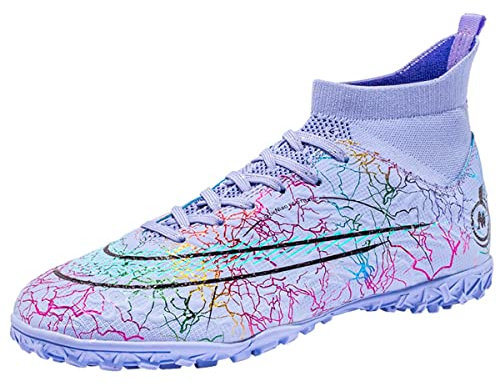 Scarpe da calcio da uomo Adolescente Spikes Scarpe da calcio High Top Tacchetti da calcio Athletic Turf Scarpe da allenamento Scarpe da competizione EU35-45, Viola 4., 39 2/3 EU