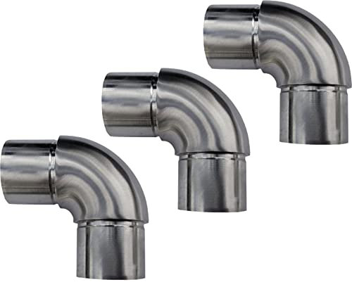 3 x Handlauf Rohrbogen 90° für Rohrdurchmesser 33,7 mm Edelstahl Rundbogen Geländer Steckfitting Eckstück Rohrverbinder von SO-TOOLS®