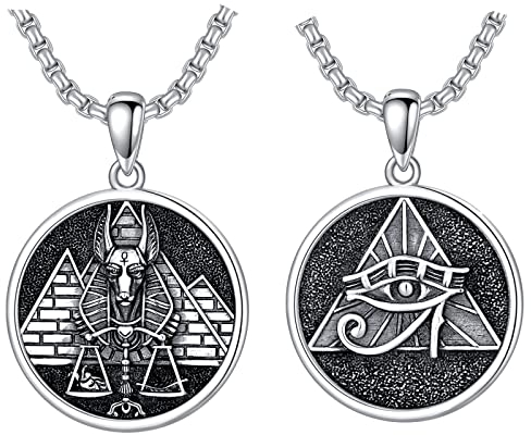 Ägyptische Anubis Halskette 925 Sterling Silber Auge des Horus Kette Ägypten Anubis Gott der Unterwelt Kette Ägyptischer Amulett Schmuck für Damen Männer