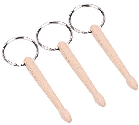FARUTA Lot de 3 mini baguettes en bois porte-clés en forme de bâton de batterie - Cadeau pour amis batteurs - Baguette de batterie unique (taille : taille 1)