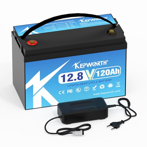 12V 120AH LiFePO4 Batterie Grade A Zellen mit BMS Deep Cycle 10000+ Mal, geeignet für Solar, Wohnmobil, Anhänger, Trolling-Motor, Boot, Standserie und Parallel…