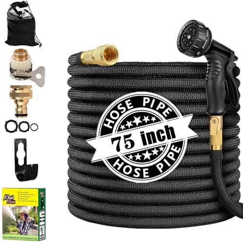 Gartenschlauch Fllexibel 22,5 m/75 ft,Schlauch Wasserschlauch Flexible Schlauchrohre mit 10-Modi Wasserspritzpistole, Hose,Flexschlauch,Expandable Schlauchspritzpistole
