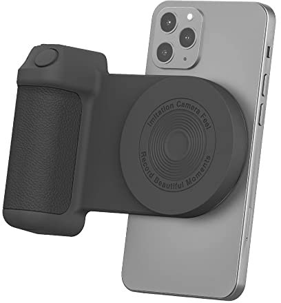Magnetische Kamerahalterung mit Bluetooth,Selfie-Handy-Kamera-Griff,Bluetooth Selfie Stick Handle Halterung,Smartphone Kamera Auslöser Fernbedienung Handle Selfie Ständer (Schwarz, Upgrade)