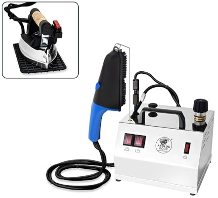 AEOLUS Bügelsystem GVS2 DUAL INOX mit Bügeleisen und Dampfbürste energiesparendem Kupferkessel und externem Anti Kalk Heizelement 2 L Modell Garantie 5 Jahre Energieklasse A++