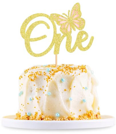 1 Stück One Cake Toppers Glitter Baby First Birthday Party Cupcake Food Picks Dekorationen für Babyparty Jungen Mädchen Kinder 1. Geburtstag Party Kuchendekorationen Zubehör