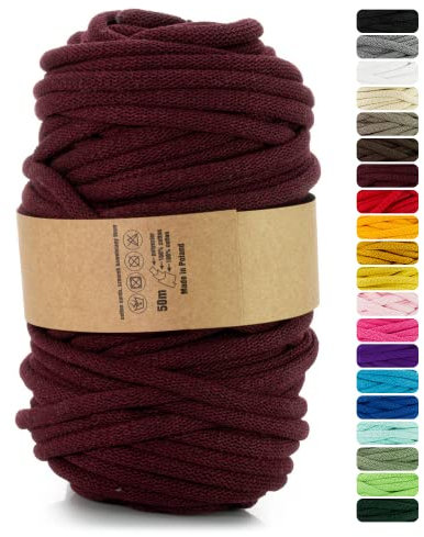 Netuno 1x Makramee Garn Burgunderrot 9 mm 50 m Baumwollkordel mit Polyesterkern Dickes Garn Makramee Kordel aus Baumwolle Kordelband Naturkordel Makramee Kordel Makramee Faden Cotton Cord Macrame