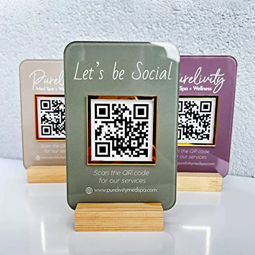 Individuelles Mini-QR-Code-Schild personalisierbar Business-Anzeigeschilder Scannen zum Bezahlen Multi Venmo Instagram Facebook Social Media Acryl Schönheitssalon Friseure Kosmetikerin (transparent)