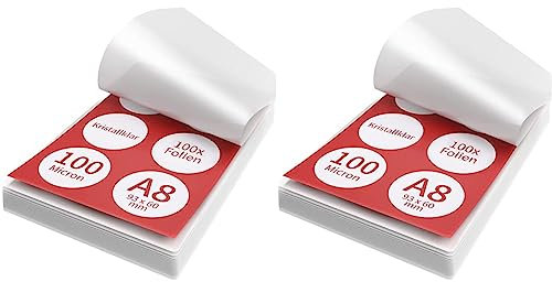ACROPAQ Laminierfolien A8-100 mic, 100 Stück, Visitenkartenformat, Glaenzend, Premium Qualität, Abgerundete Ecken, Geeignet für Bastelmaterial und Beschilderungen - 18017 (Packung mit 2)