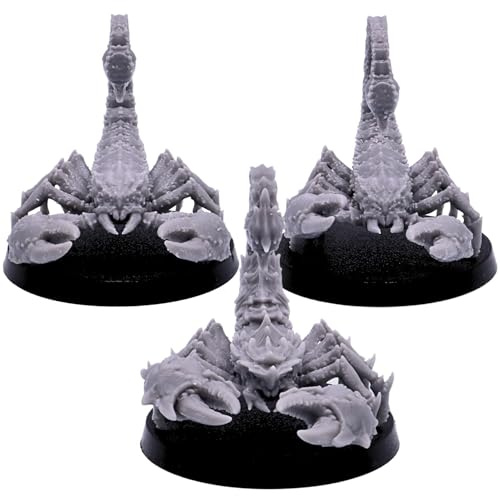 Forged Terrain 28mm Fantasy Miniaturfigur Giant Scorpion, Set mit 3 unlackierten Monster-Figuren, für Tabletop RPG Wargaming oder Fantasy-Sammlung, Alter: All Ages