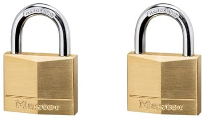 Master Lock 140EURD Cadenas à Clé en Laiton, mixte adulte, Doré(Standard), 6 x 4 x 1,3 cm, Doré(standard) (Lot de 2)