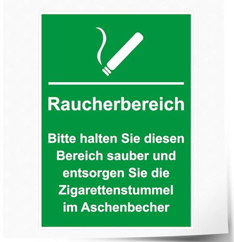 INDIGOS UG Panneaux en aluminium composite de 3 mm - Sécurité - Avertissement - Zone fumeur - Veuillez garder propre - 148 x 210 mm - Hôtel, entreprise, protection, crèche, médecin, cabinet,