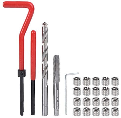 M7 Thread Repair Kit 25Pcs Thread Repair Insert Set for Processing Machinery, Suitable for Common Steel Materials, Non-Ferrous Alloys, Blind Hole Processing