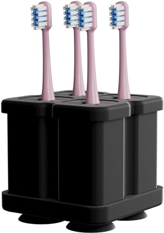 ZephyrCraft Toothbrush Head Holder Toothbrush Holder Set of 4 - Silicone Food-Grade Stand for Oral B IO Philips Sonicare Waterpik Fairywill Electric Toothbrushes, Drying and Antibacterial, Black