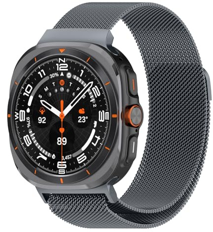NicMool Mesh Metal Strap for Samsung Galaxy Watch Ultra 2/1 47mm - Grey | Metal Mesh with Magnetic Closure, Magnetic Milanese Loop Replacement Band for Galaxy Watch Ultra 2/1 47mm (2026/2025/2024）