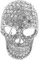 Kristallfarbene Strasssteine, großer Totenkopf-Kopf, Brosche, Brosche mit Kristall-Schädelkopf, Vintage-StrassSchädelkopf-Brosche für Halloween